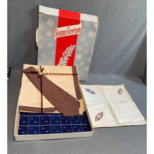Vintage Seasons Greetings Tie & 3 Handkerchief Pocket Square Gift Set